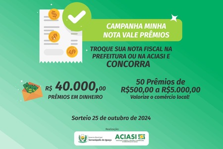 Campanha Minha Nota Vale Prêmios 2024 inicia nesta quinta-feira (23) Campanha Minha Nota Vale Prêmios 2024 inicia nesta quinta-feira (23)